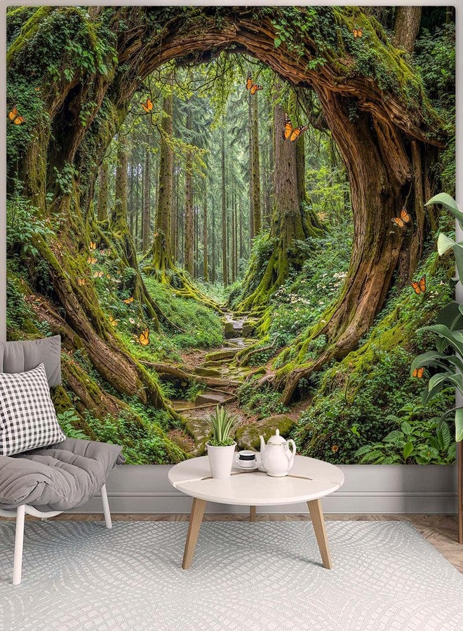 Accnicc Forest Tapestry Green Nature Tree Wall Tapestry for Bedroom Aesthetic Jungle Outdoor Landscape Large Tapestries Wall Hanging for Dorm Living Room Decor 80 x 60 Inch - Image 2
